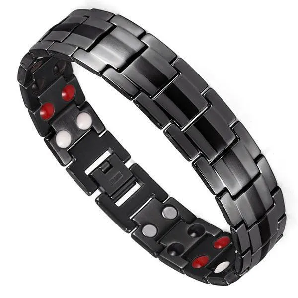 0.78inch Wide Black Germanium Magnetic Bracelet with Adjusting Tool