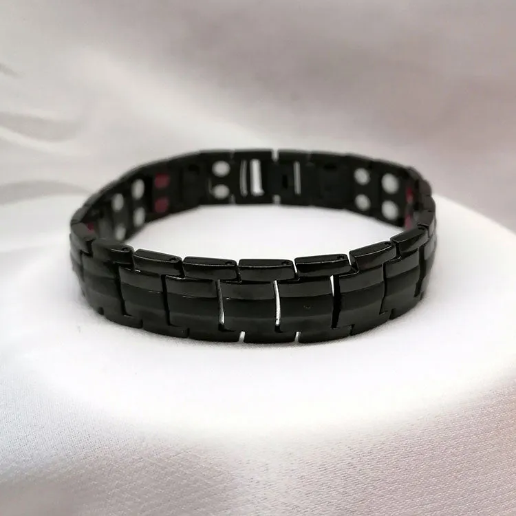 0.78inch Wide Black Germanium Magnetic Bracelet with Adjusting Tool