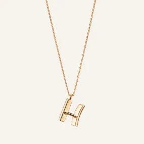 14k Gold Plated Monogram Necklace - H