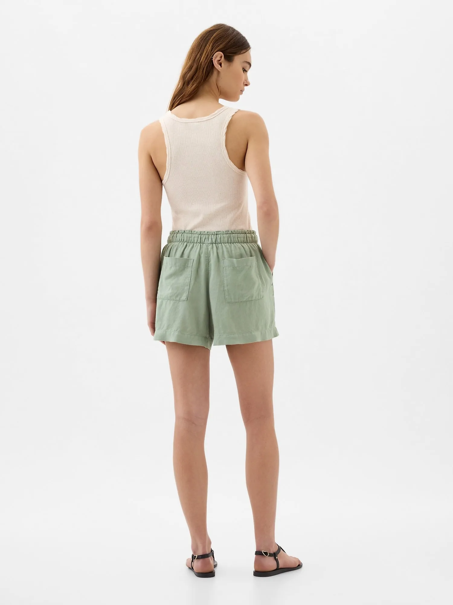 4" Mid Rise Linen-Blend Pull-On Shorts