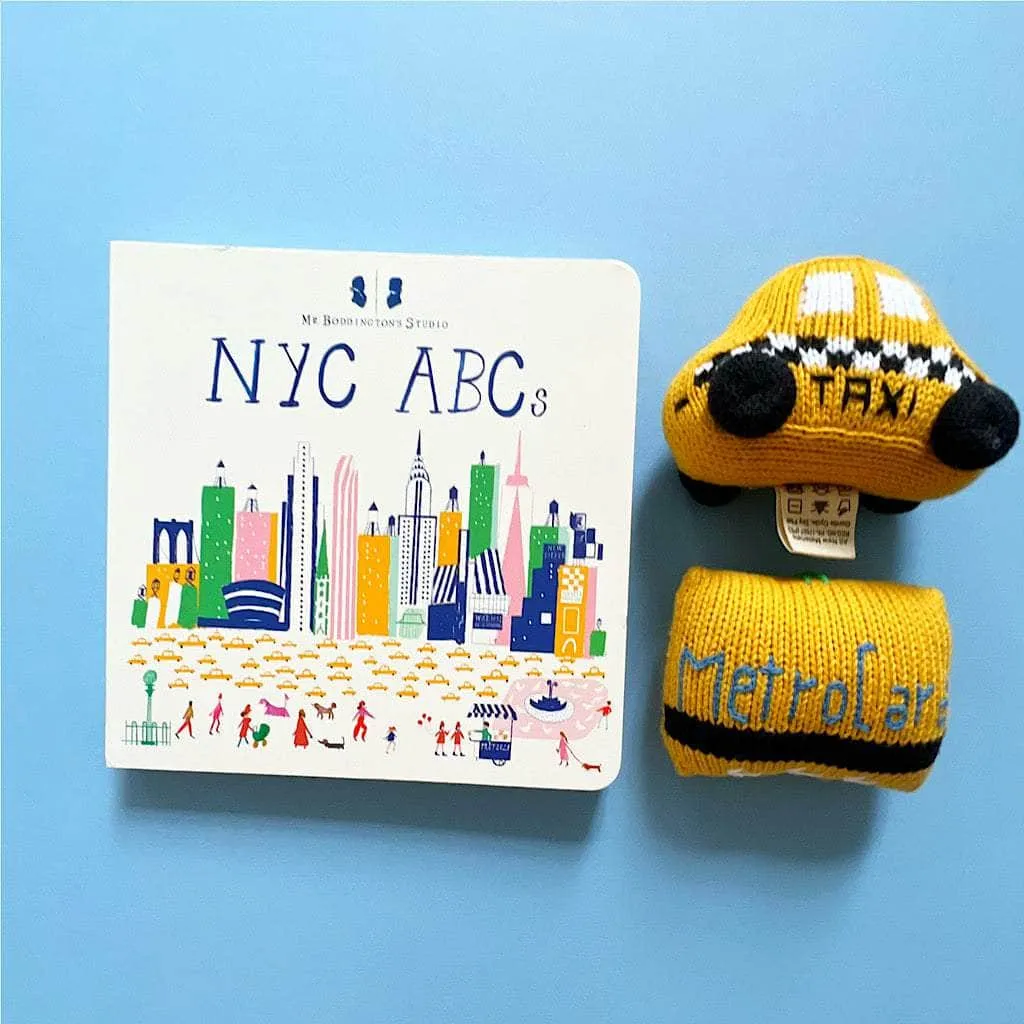 Baby Gift Set-NYC ABCs Book & Organic NYC Taxi and Metro Baby Rattles