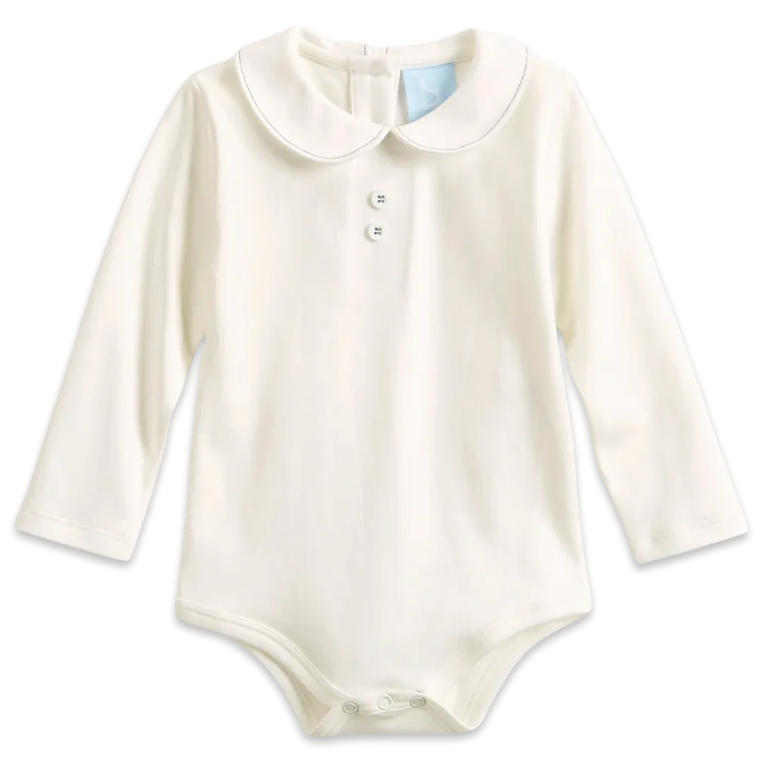 Bella Bliss Button Onesie - Ivory/Blue