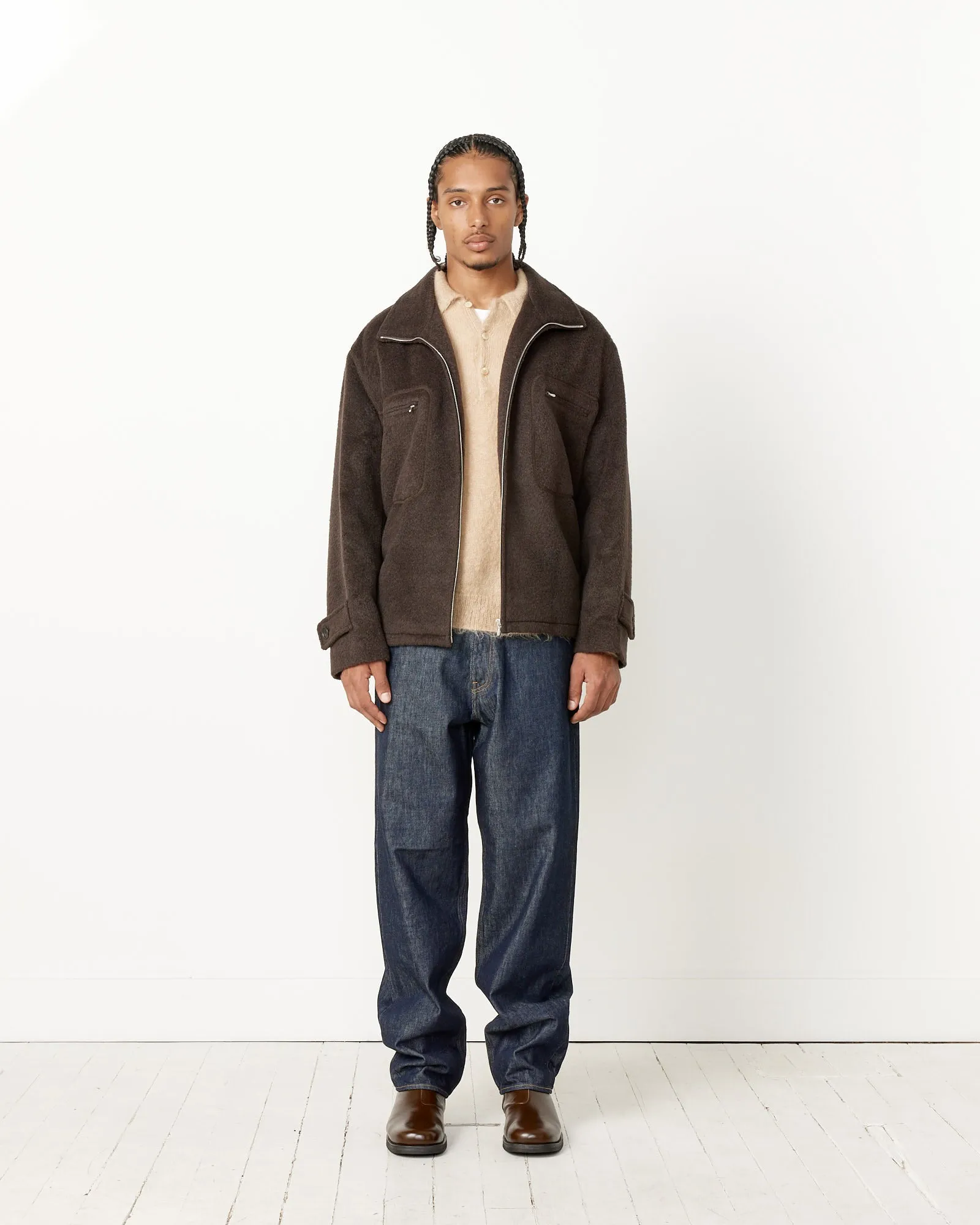 Brushed Mohair Jacquard Zip Blouson