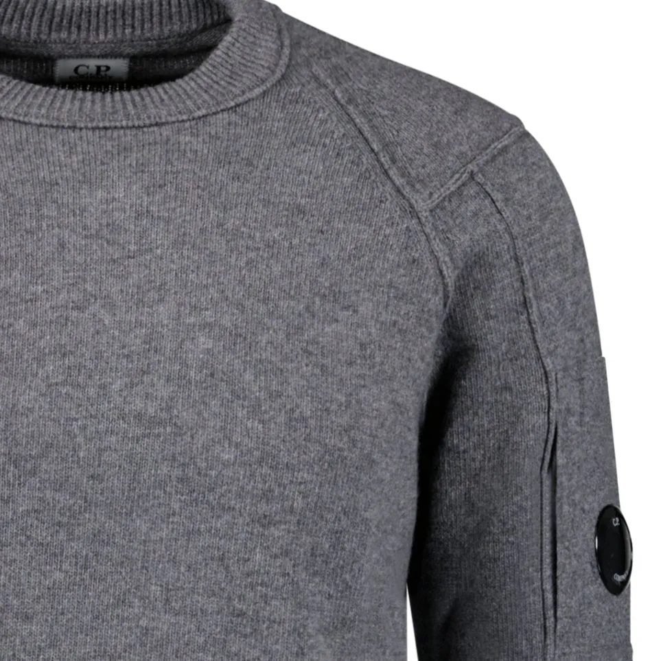 CP COMPANY Arm Lens Knitted Sweatshirt Grey