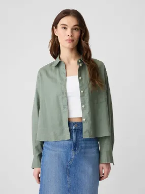 Cropped Linen-Blend Shirt