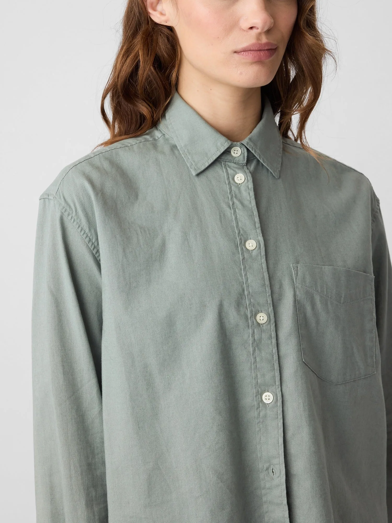 Cropped Linen-Blend Shirt