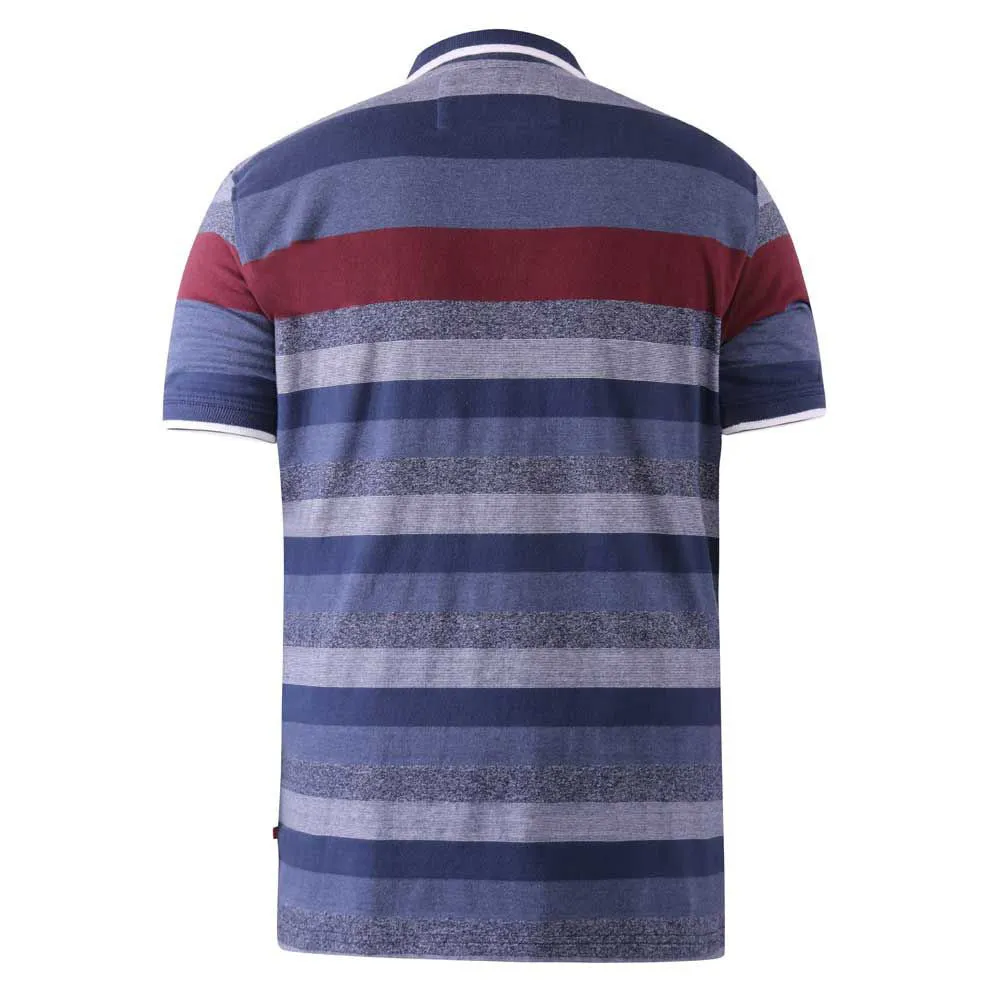 D555 Polo Shirt - Blue/Wine Stripe