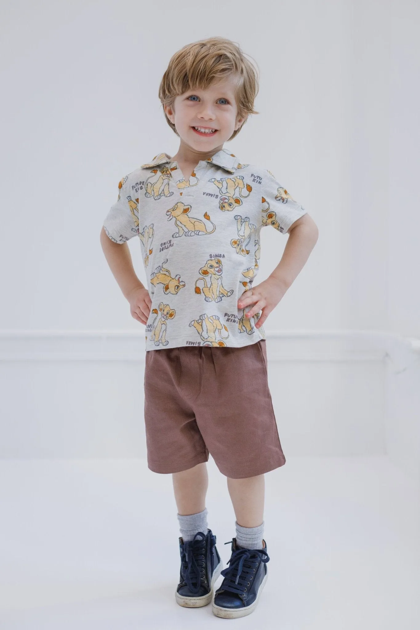 Disney Lion King Simba Polo Shirt and Twill Shorts Outfit Set