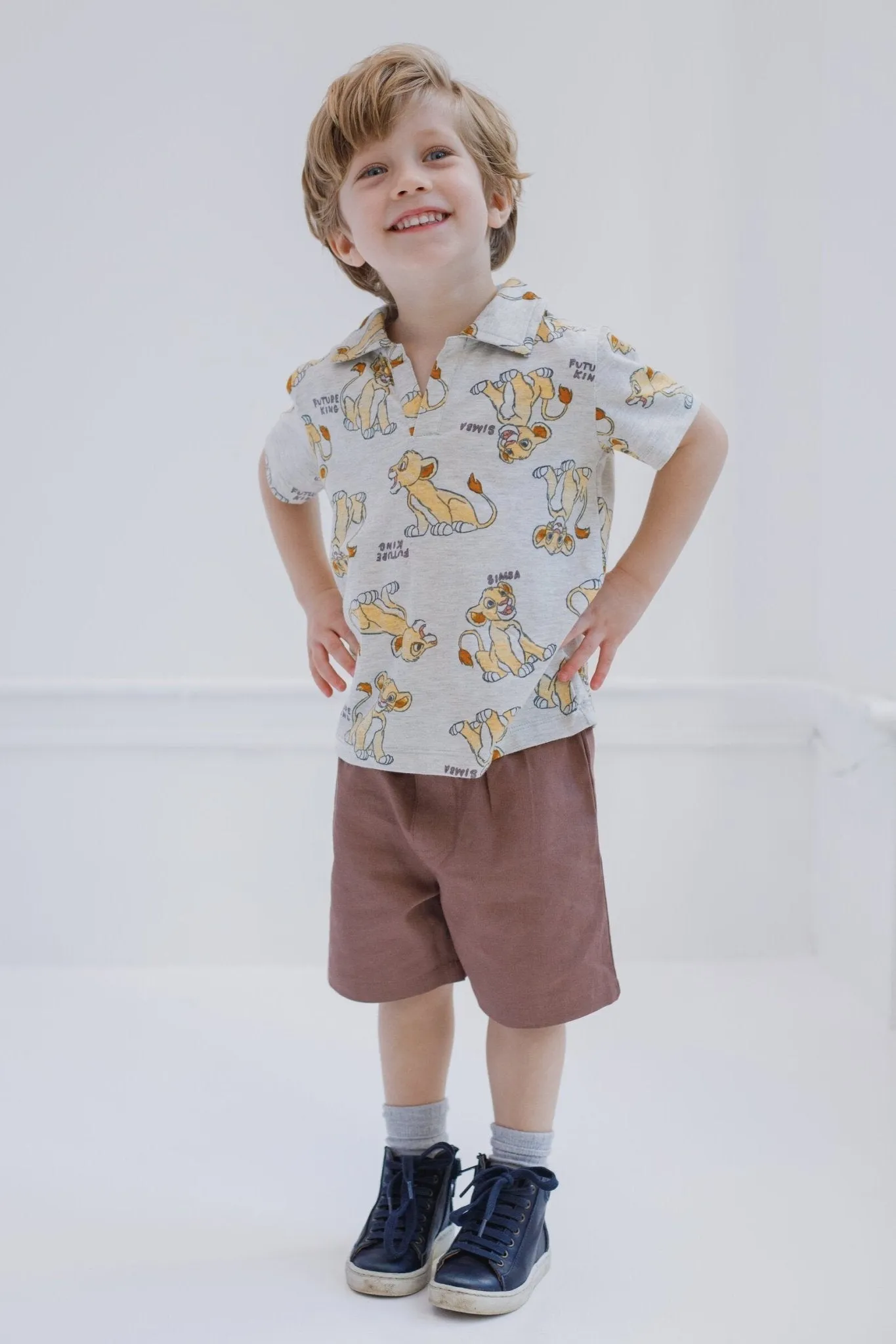 Disney Lion King Simba Polo Shirt and Twill Shorts Outfit Set