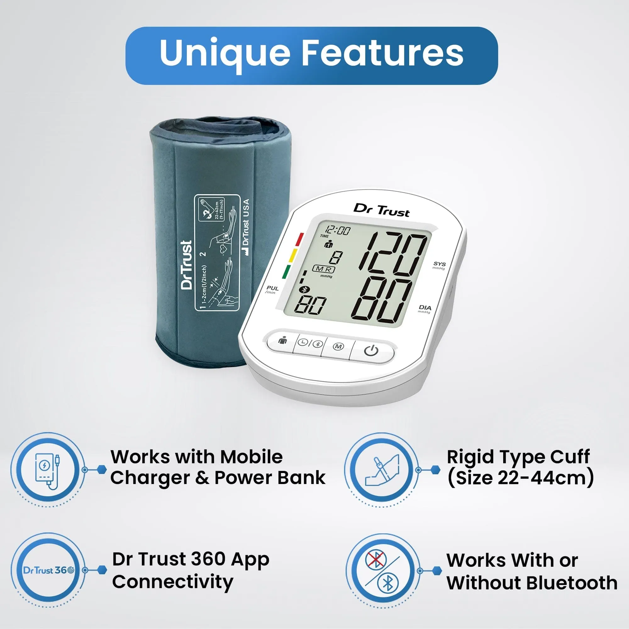 Dr Trust USA Blood Pressure Monitor Core Model with Bluetooth 124