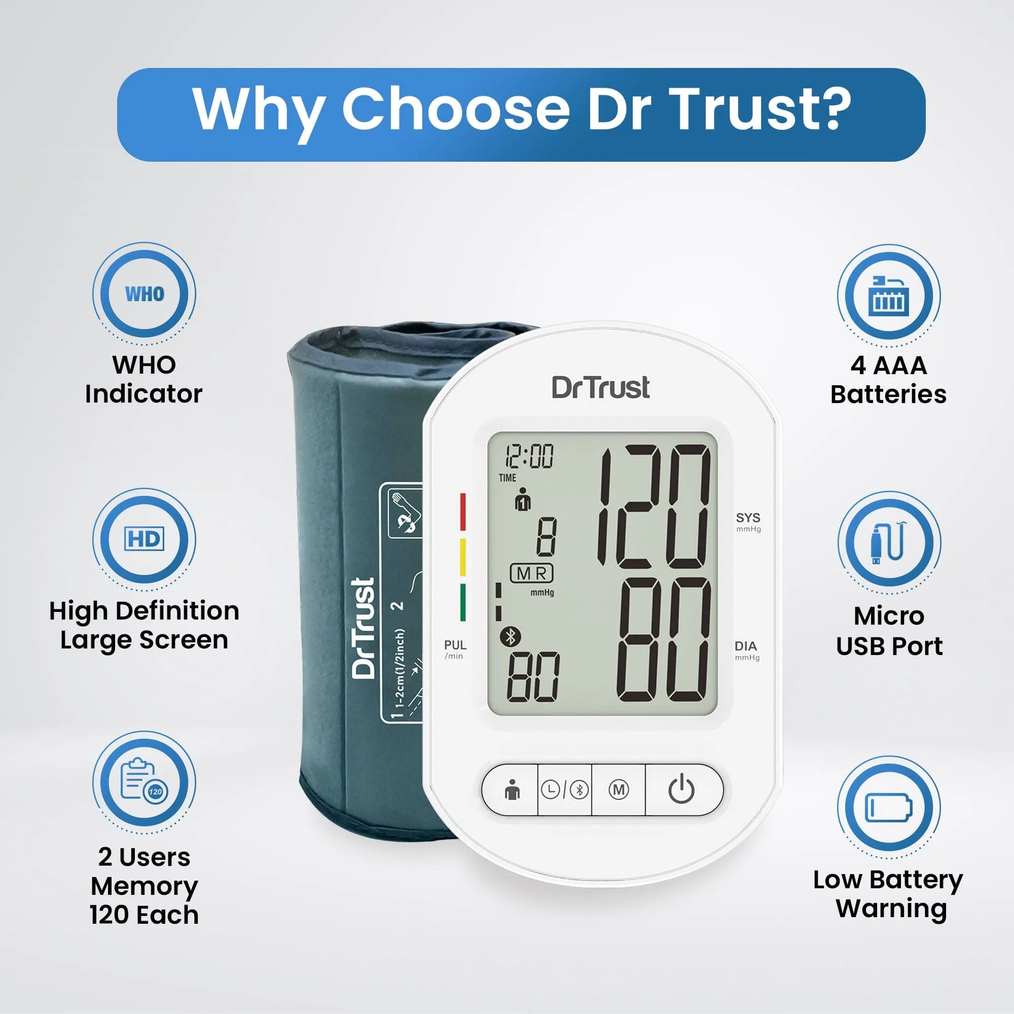 Dr Trust USA Blood Pressure Monitor Core Model with Bluetooth 124