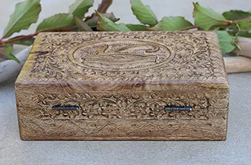 Egyptian Eye of Horus Hand Carved Jewelry Trinket Keepsake Wooden Storage Box (Large)