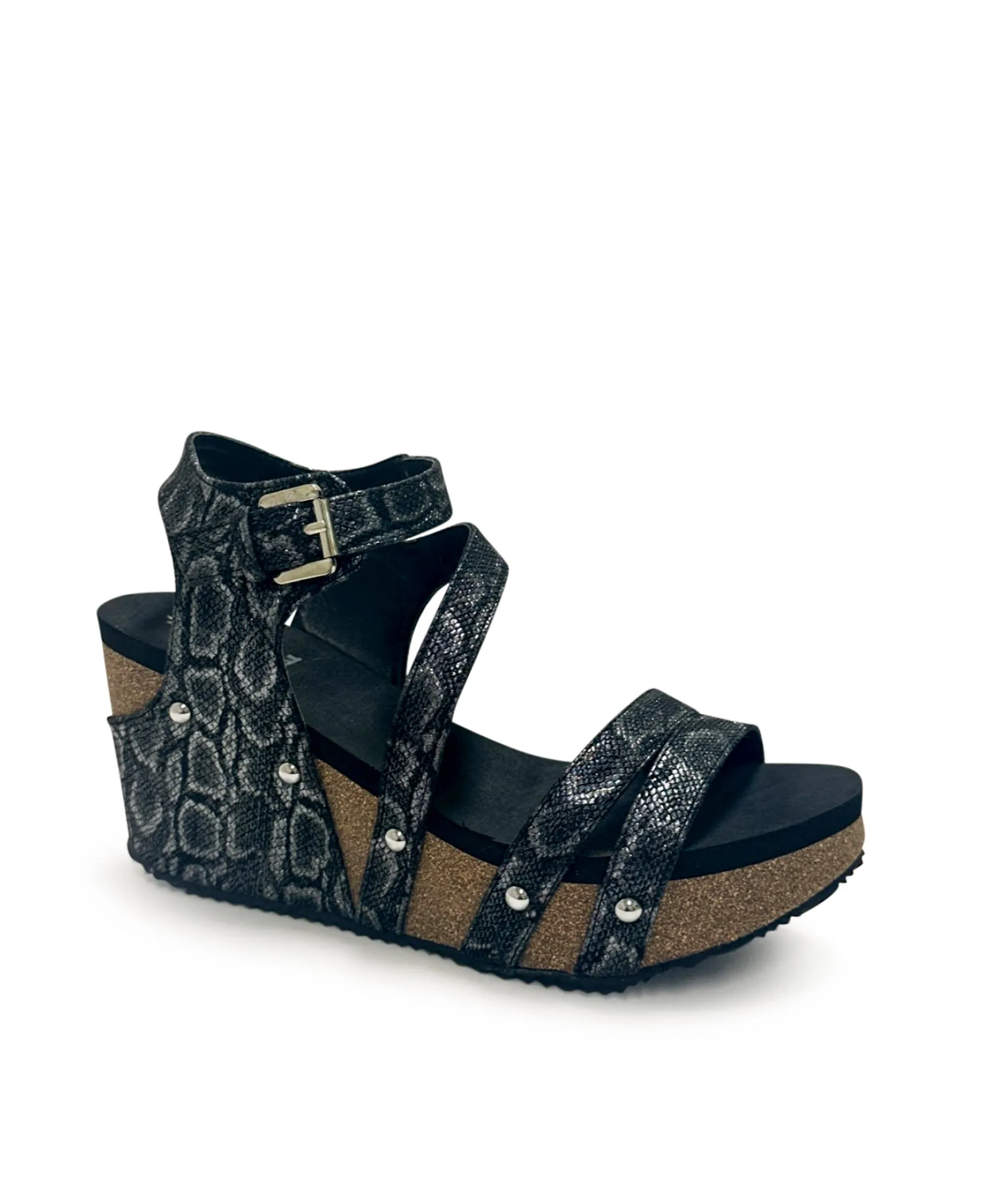 Euphoria Multi Strap Wedge in Black