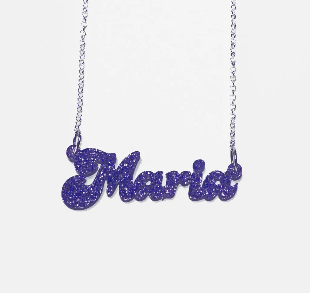 Fancy Script Acrylic Nameplate Necklace