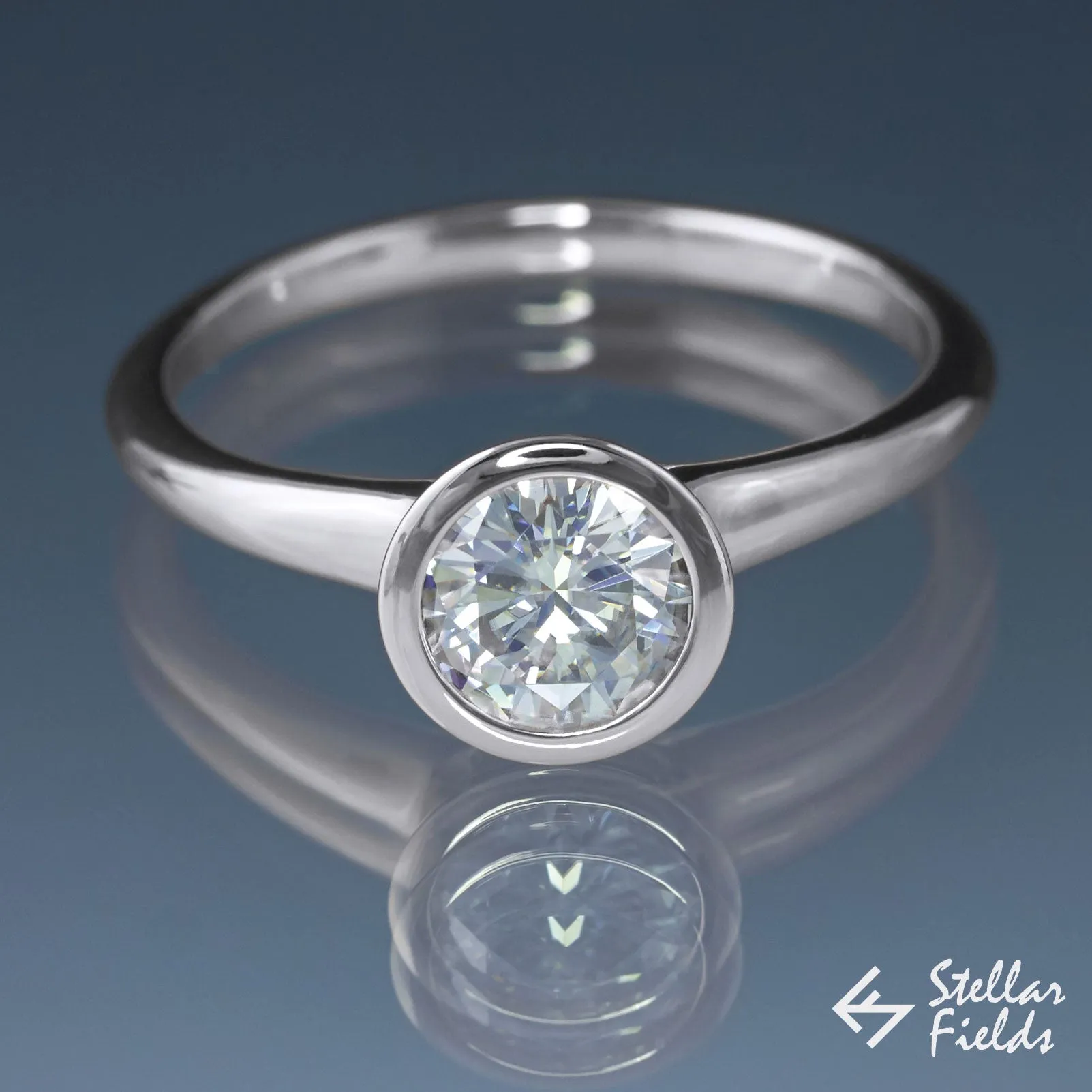 Forever One Moissanite Bezel Engagement Ring