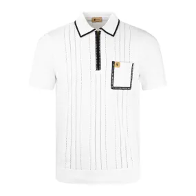 Gabicci Vintage Pierre Knit Polo Shirt White