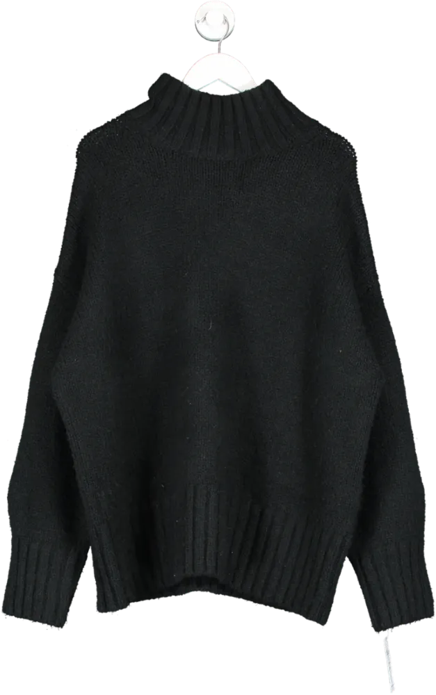 H&M Black Oversized Turtleneck Knit Jumper UK M