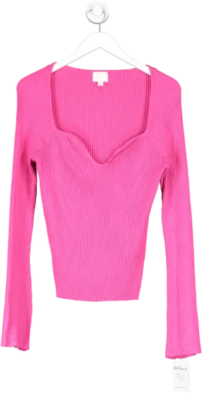 H&M Pink Sweetheart Neckline Ribbed Jumper UK XL