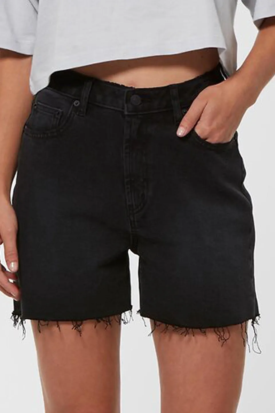 High Relaxed Avid Black Raw Denim Short