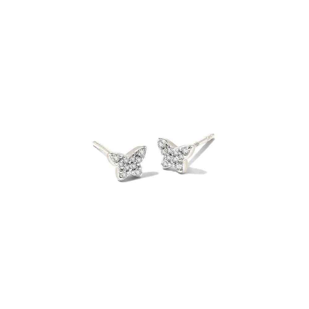 Kendra Scott Butterfly 14k Gold Stud Earrings in White Diamond