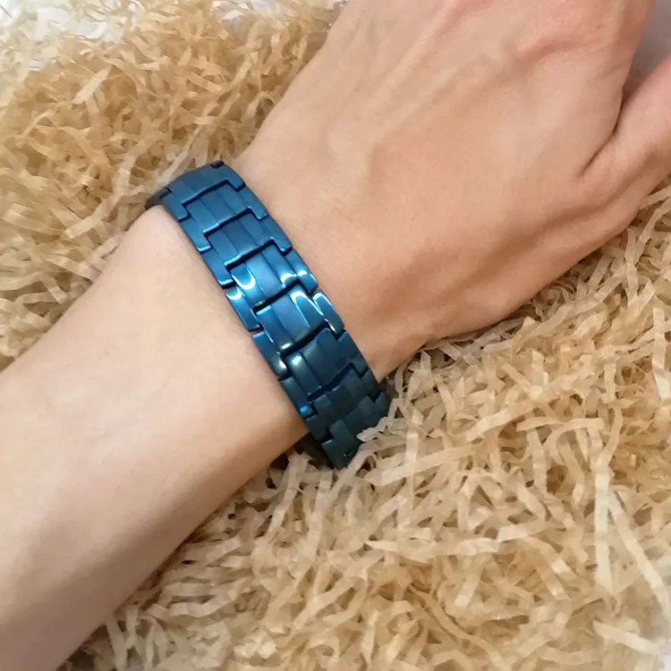 Large Titanium Blue Magnetic Bracelet with Adjusting Tool