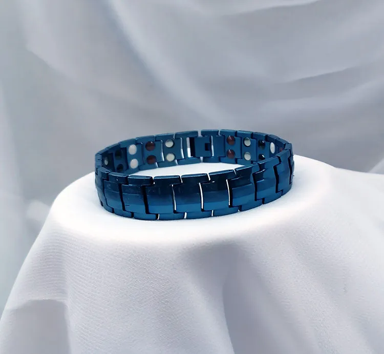 Large Titanium Blue Magnetic Bracelet with Adjusting Tool