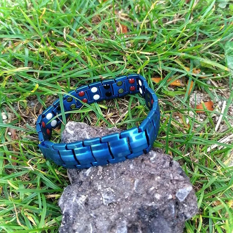 Large Titanium Blue Magnetic Bracelet with Adjusting Tool