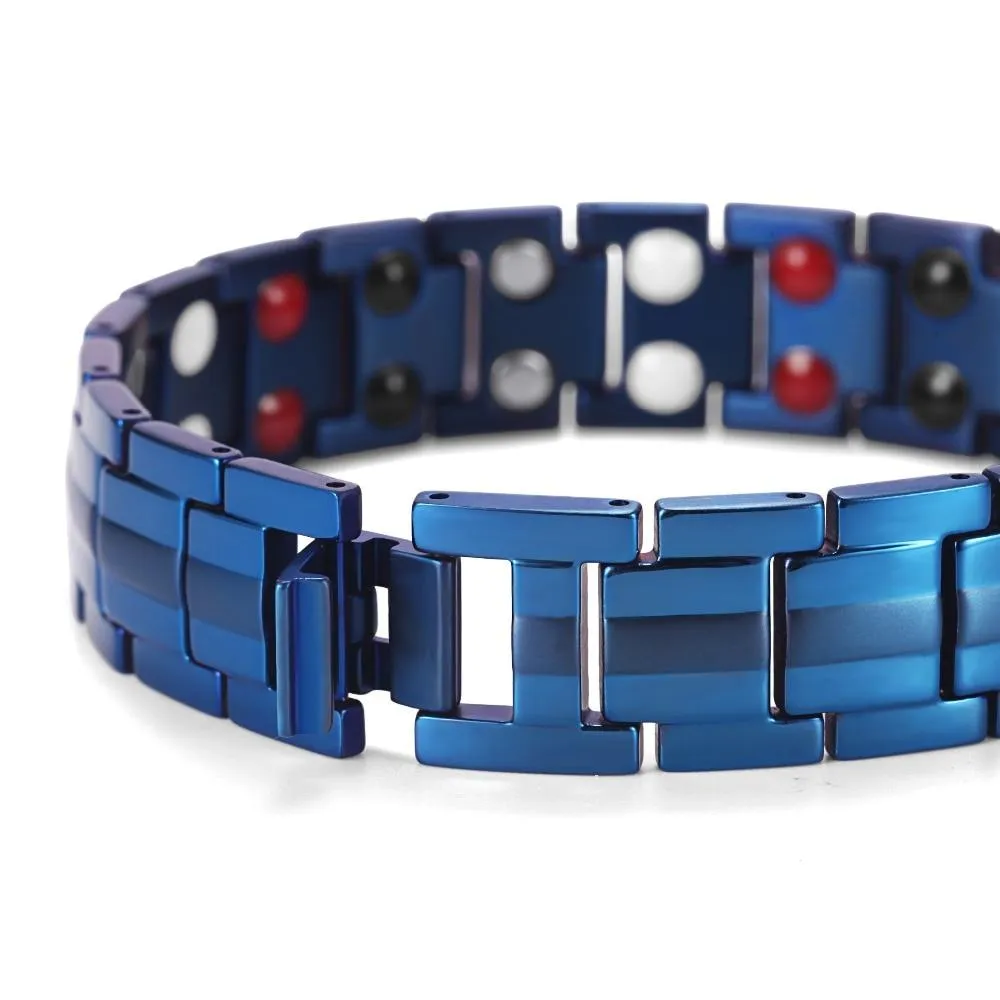 Large Titanium Blue Magnetic Bracelet with Adjusting Tool