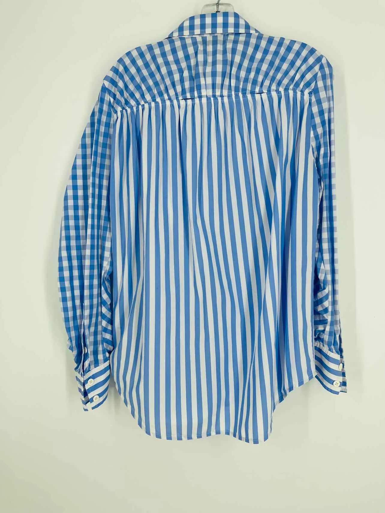 Lee Mathews Size 4 Blue/White Gingham Gathered Designer Blouse