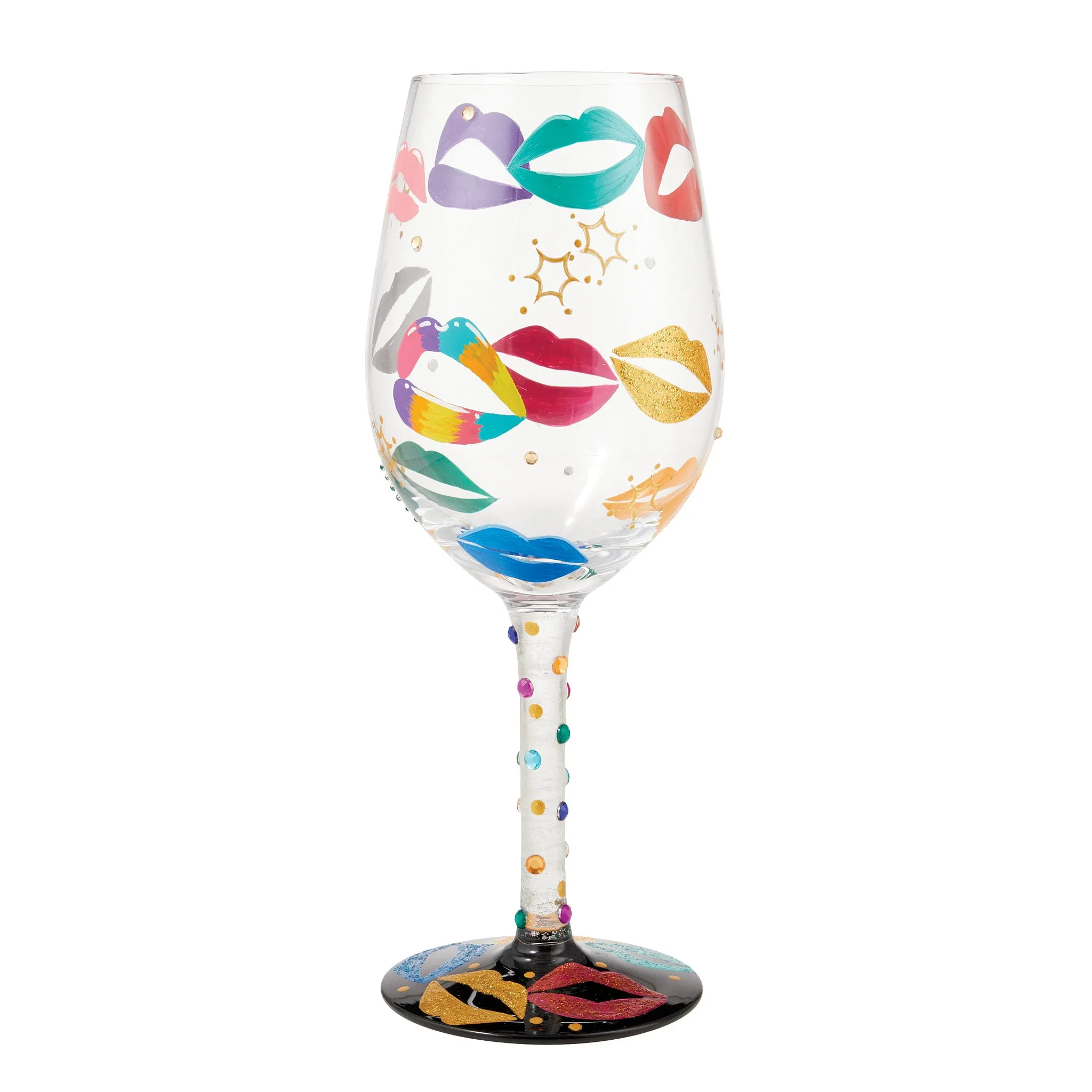 Made For Kissing Lips Hand Painted Wine Glass