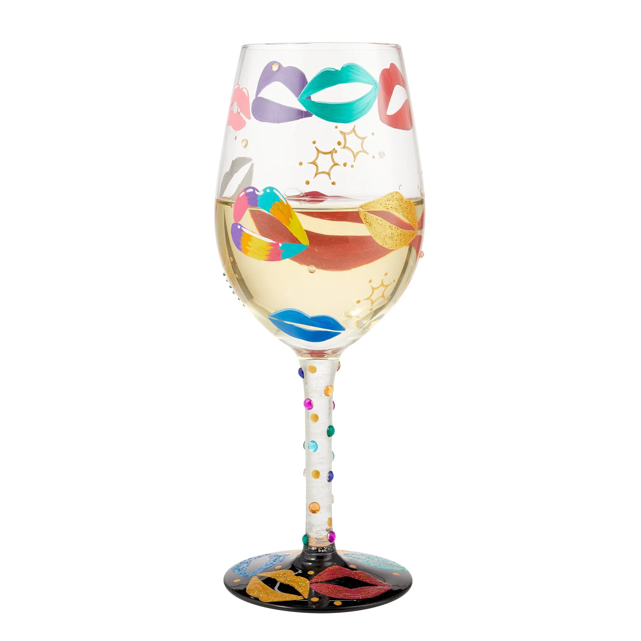 Made For Kissing Lips Hand Painted Wine Glass