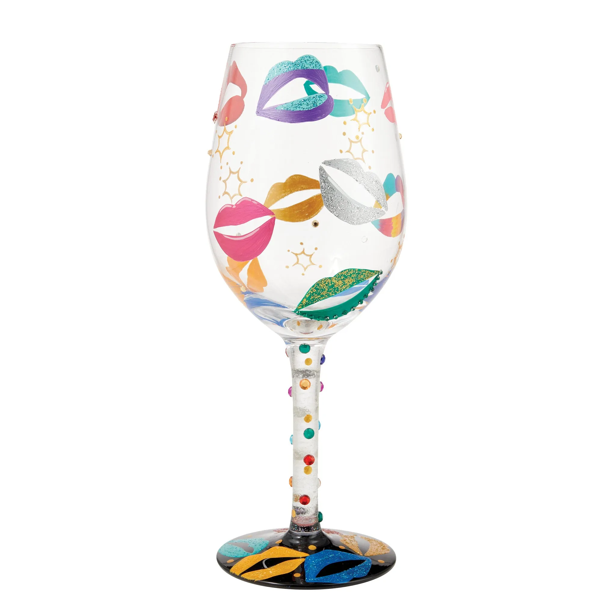 Made For Kissing Lips Hand Painted Wine Glass