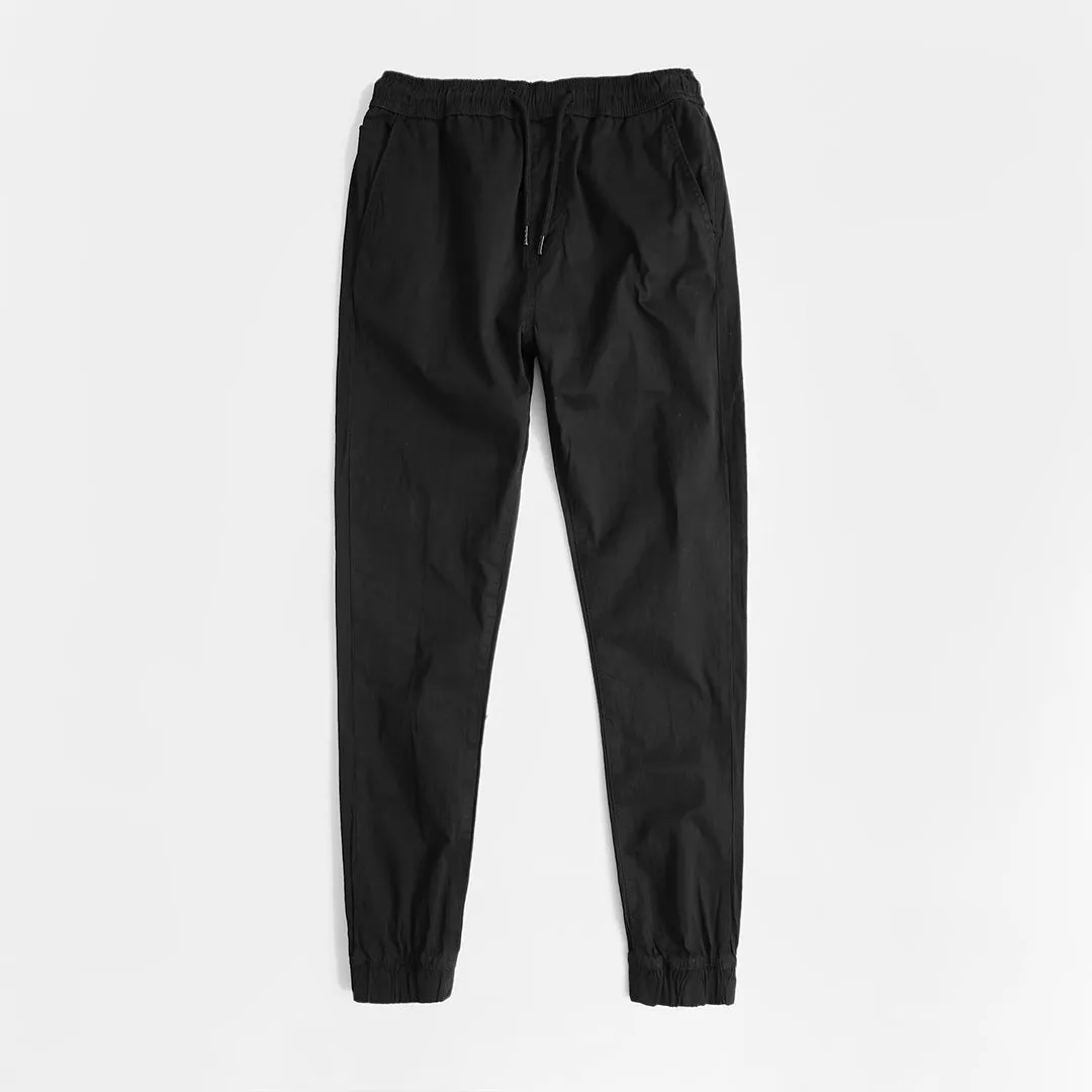 Men Close Bottom Black Stretch Cotton Jogger Pant