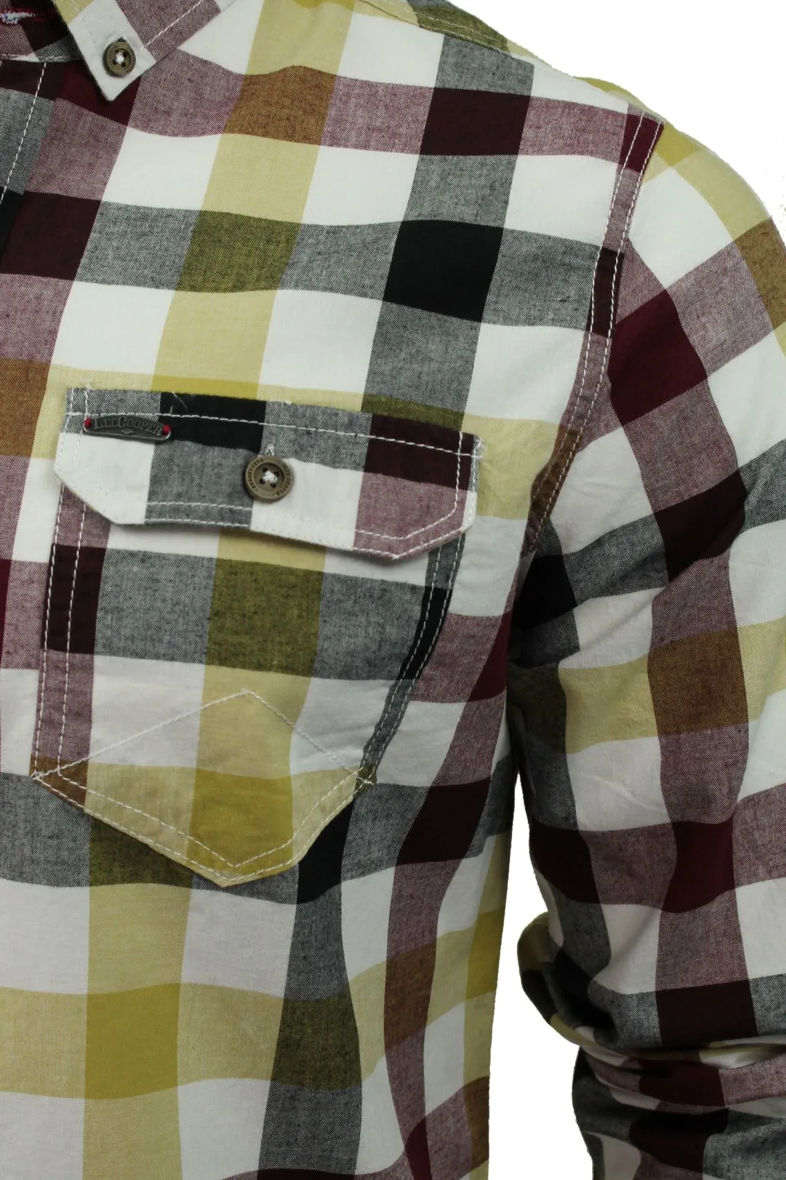 Mens Check Shirt by Lee Cooper 'Hadleigh' Long Sleeved