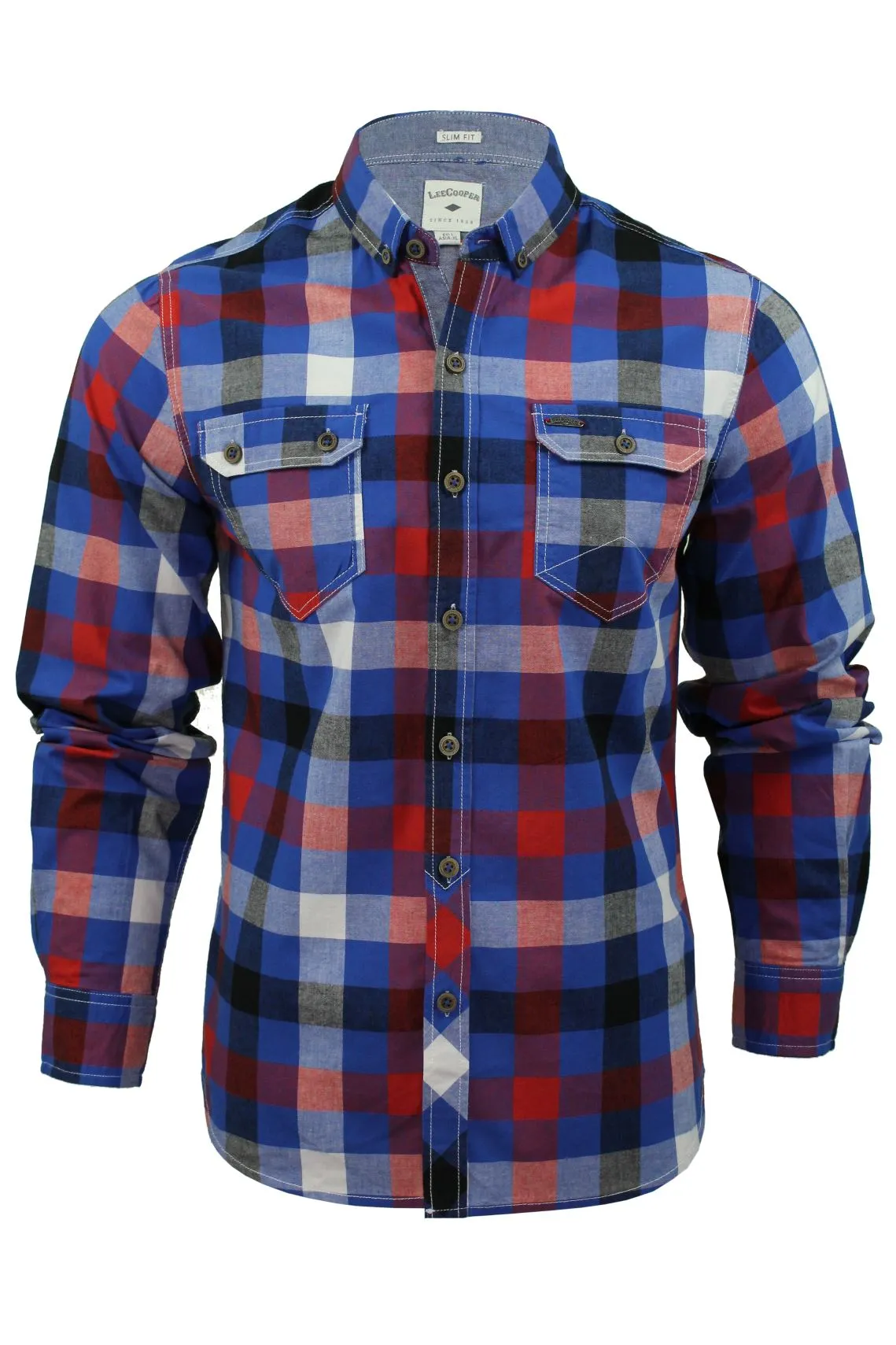 Mens Check Shirt by Lee Cooper 'Hadleigh' Long Sleeved