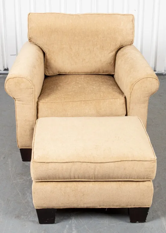 Mitchell Gold Upholstered Armchair and Ottoman