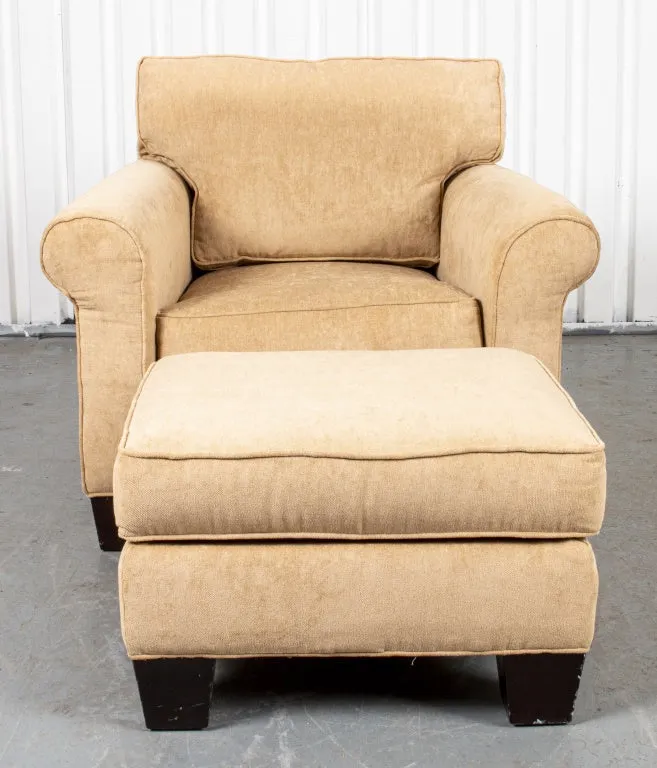 Mitchell Gold Upholstered Armchair and Ottoman