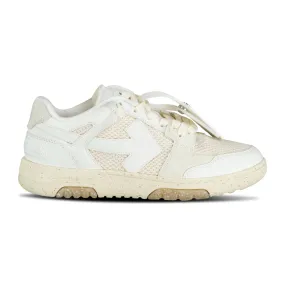 OFF-WHITE OUT OF OFFICE CALF LEATHER & MESH TRAINER WHITE & CREAM