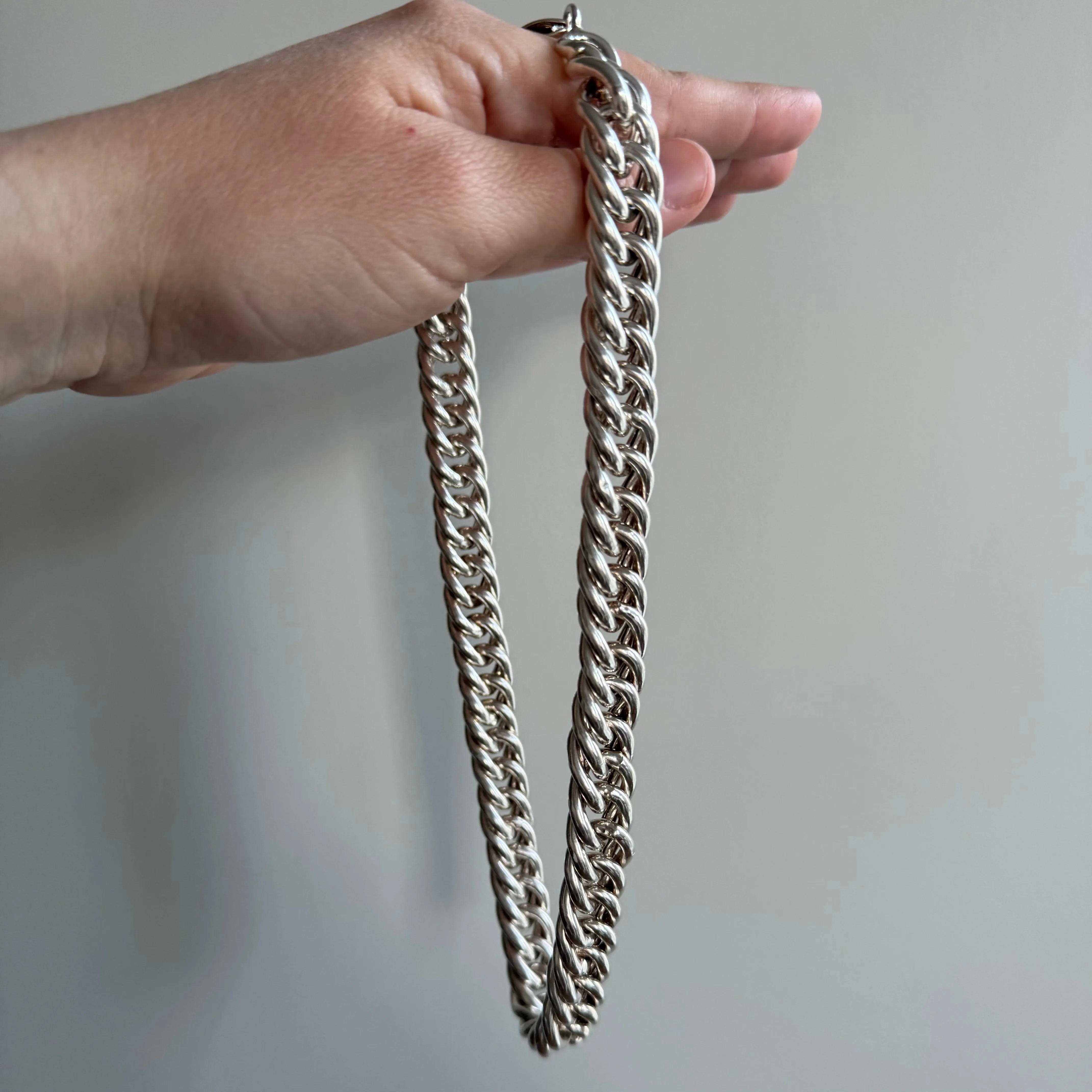 P R E - L O V E D // chunkiest curb / sterling silver wide curb chain necklace / 17.75, 80g