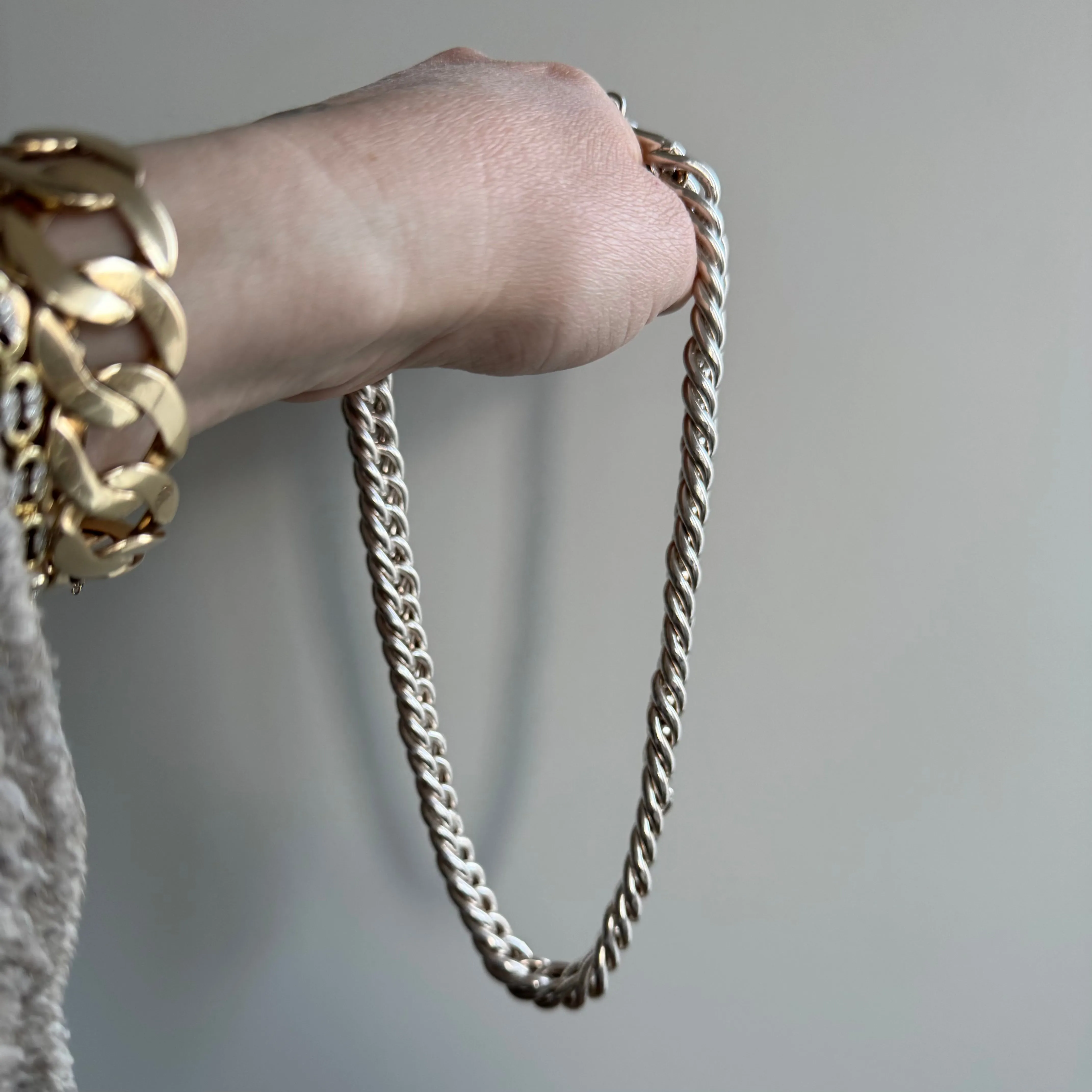 P R E - L O V E D // chunkiest curb / sterling silver wide curb chain necklace / 17.75, 80g