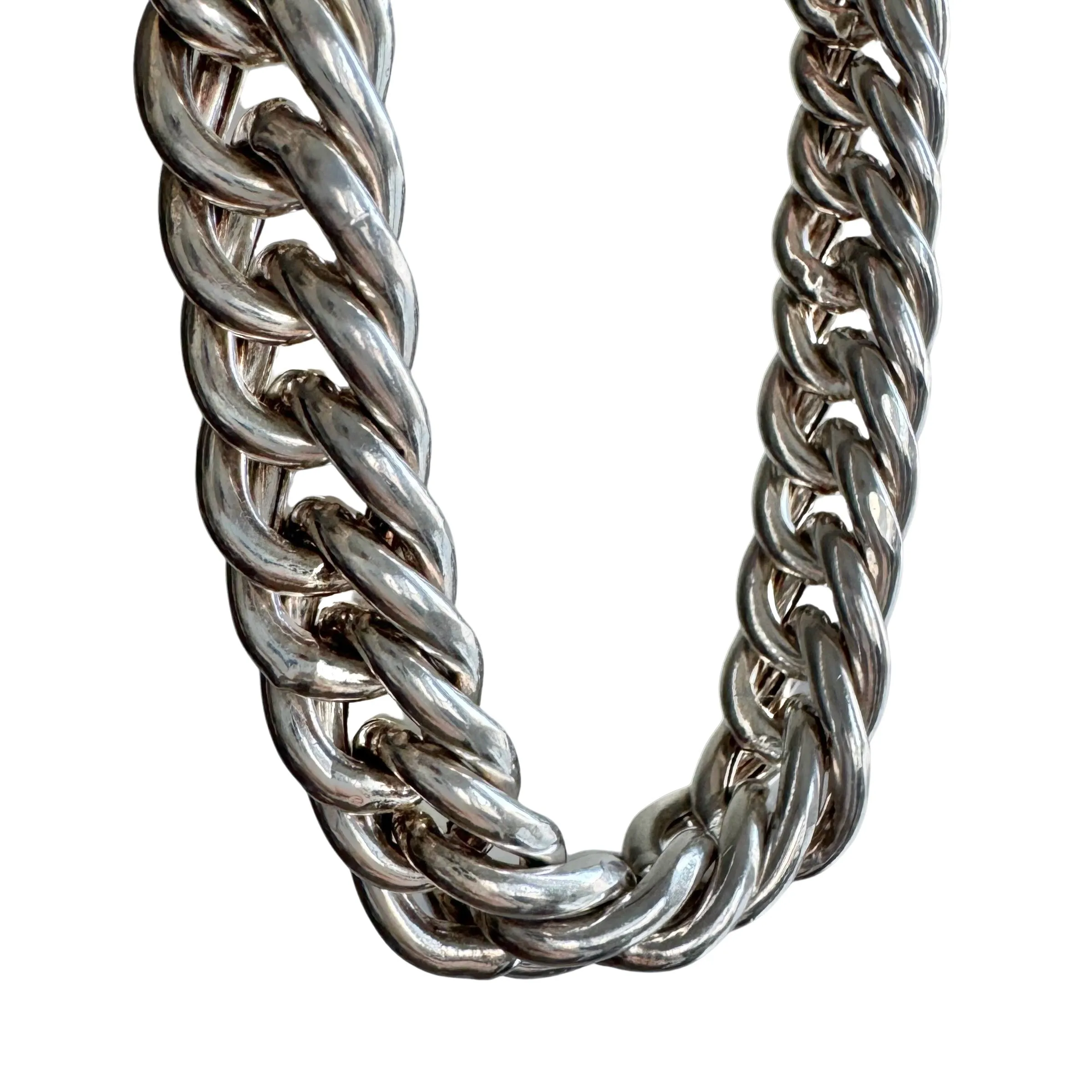 P R E - L O V E D // chunkiest curb / sterling silver wide curb chain necklace / 17.75, 80g