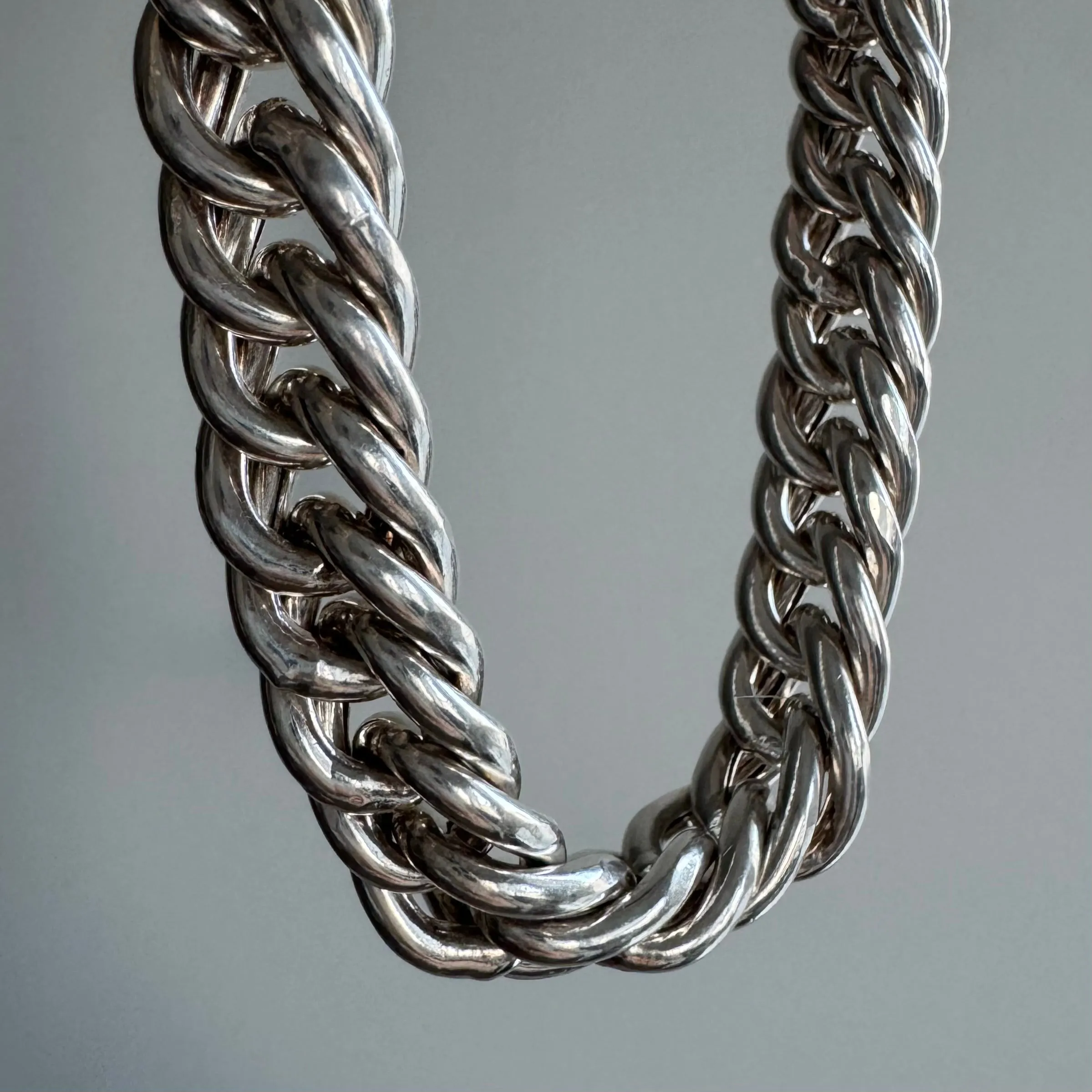 P R E - L O V E D // chunkiest curb / sterling silver wide curb chain necklace / 17.75, 80g