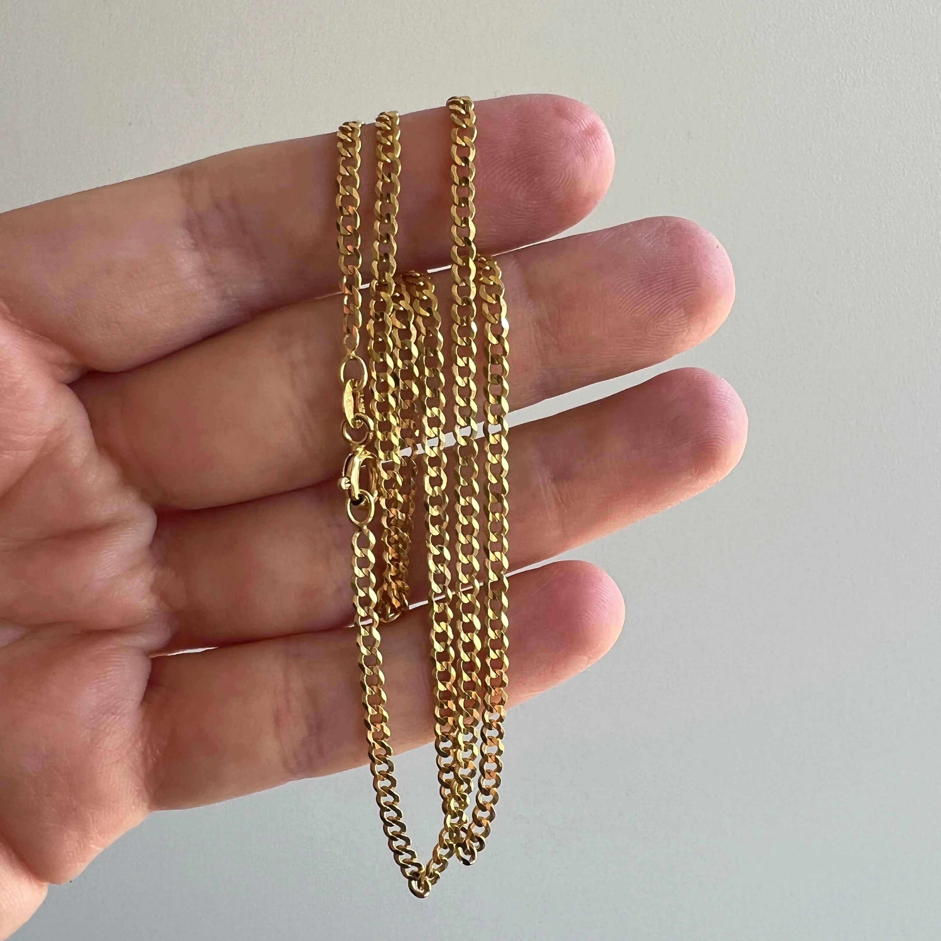 P R E - L O V E D // diamond cut curb / 14k yellow gold 2mm sturdy cable link chain / 18