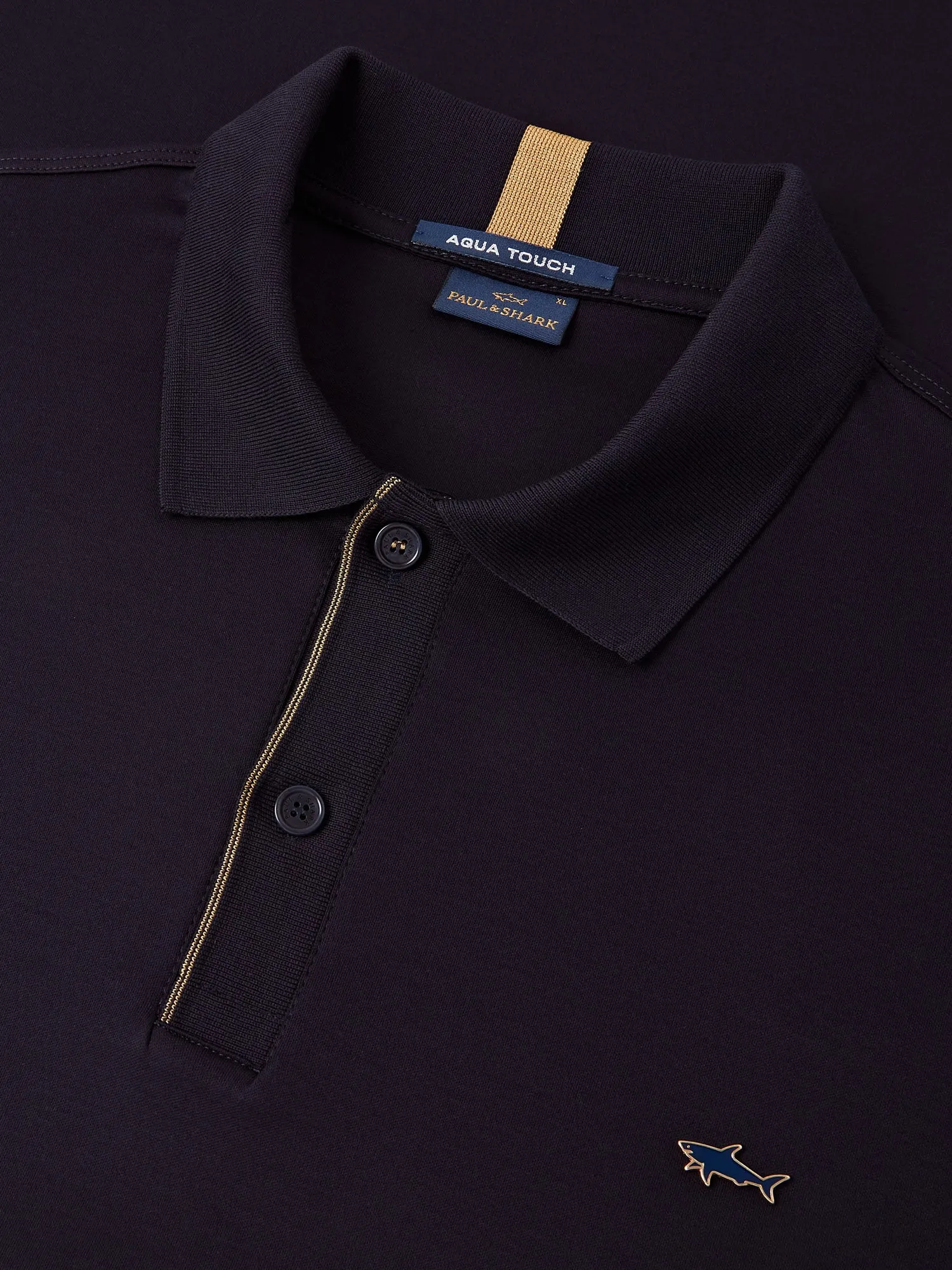 Paul & Shark Aqua Interlock Cotton Short Sleeve Polo (Midnight Navy)