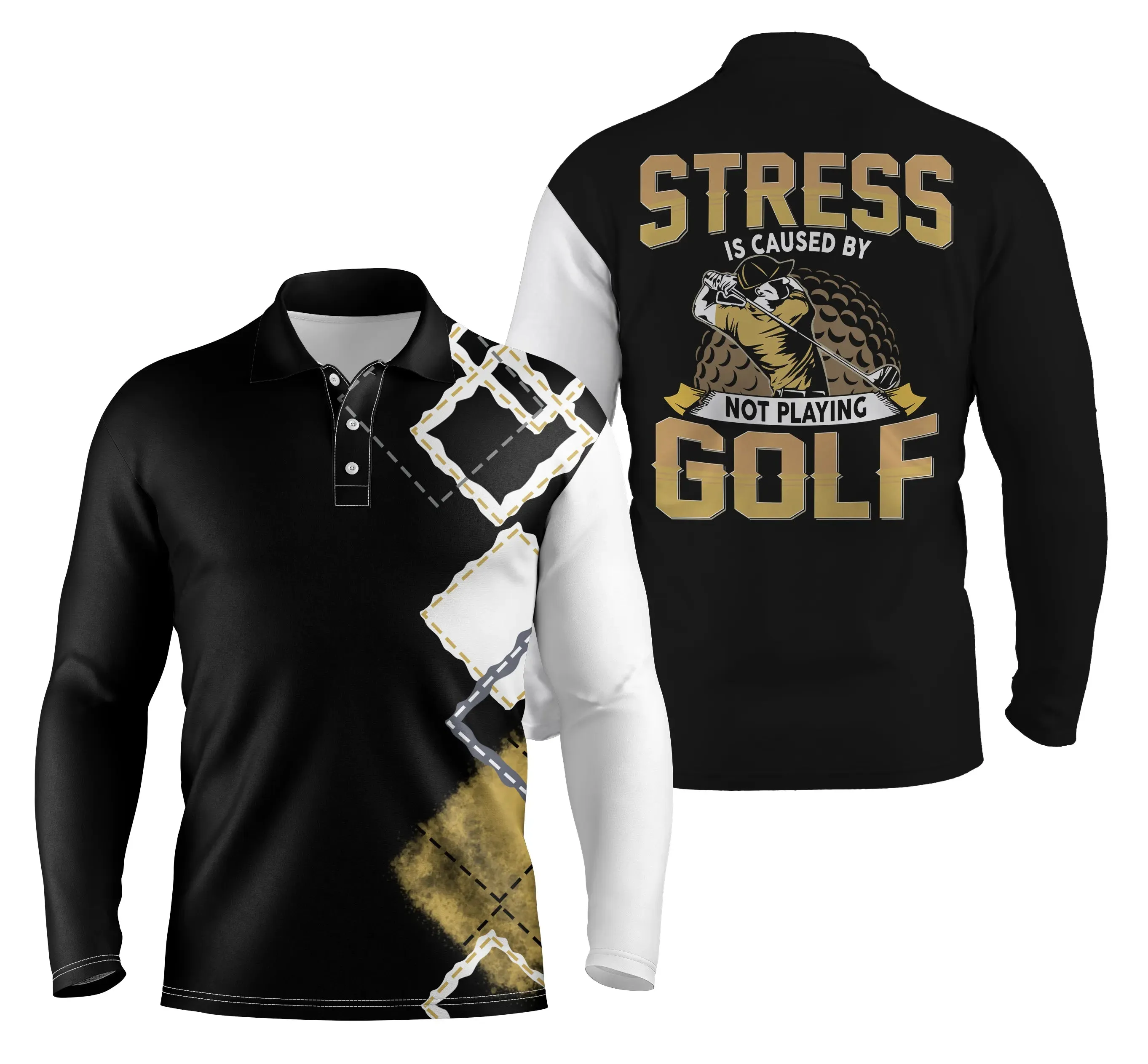 Polo Golf Homme, Cadeau Humour, Stress Is Caused By Not Playing Golf - CT08112221