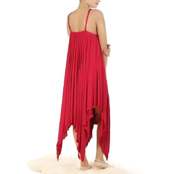 Red Nighty Long Sexy Nighty 2 Piece Extra Flare Triangle Cup and Sleeveless Nightwear