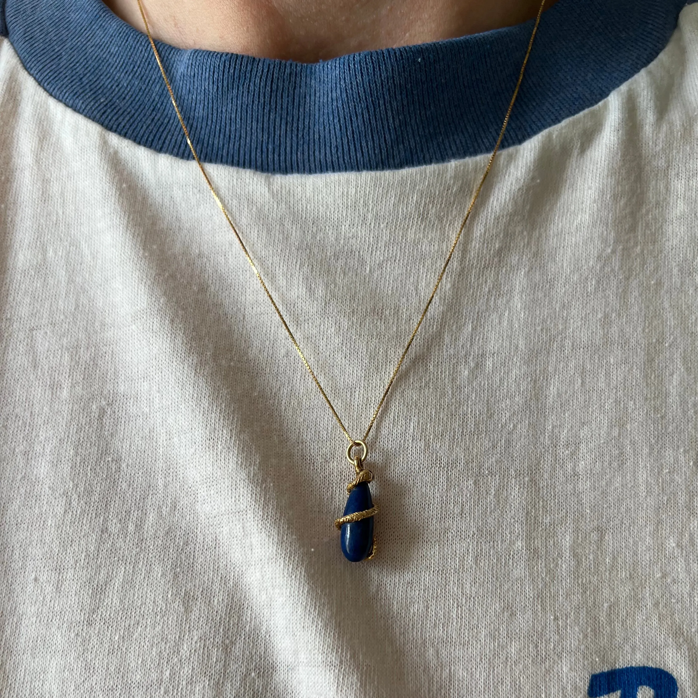 reimagined A N T I Q U E // a snake and her treasure / 14k yellow gold and lapis lazuli / a conversion pendant