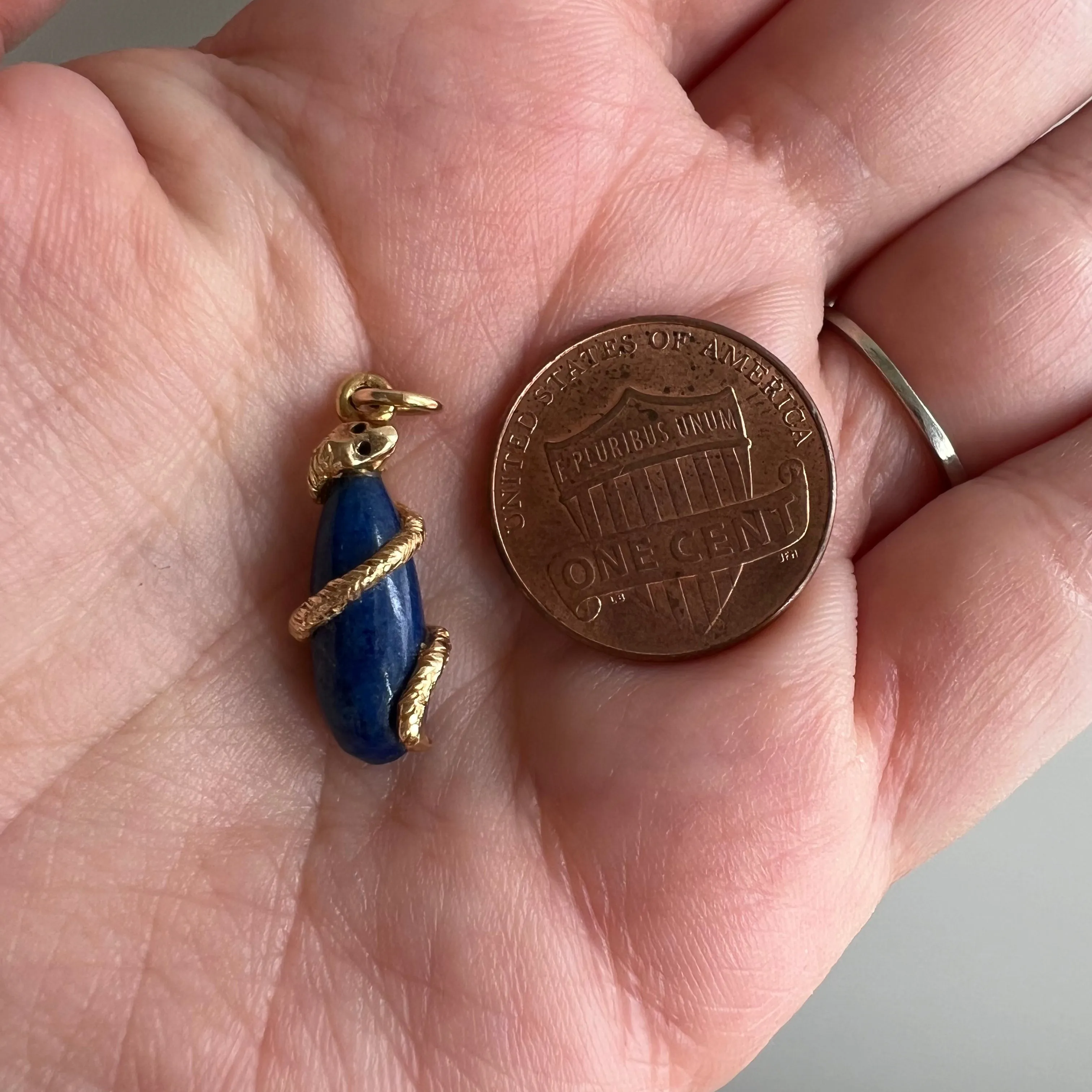 reimagined A N T I Q U E // a snake and her treasure / 14k yellow gold and lapis lazuli / a conversion pendant