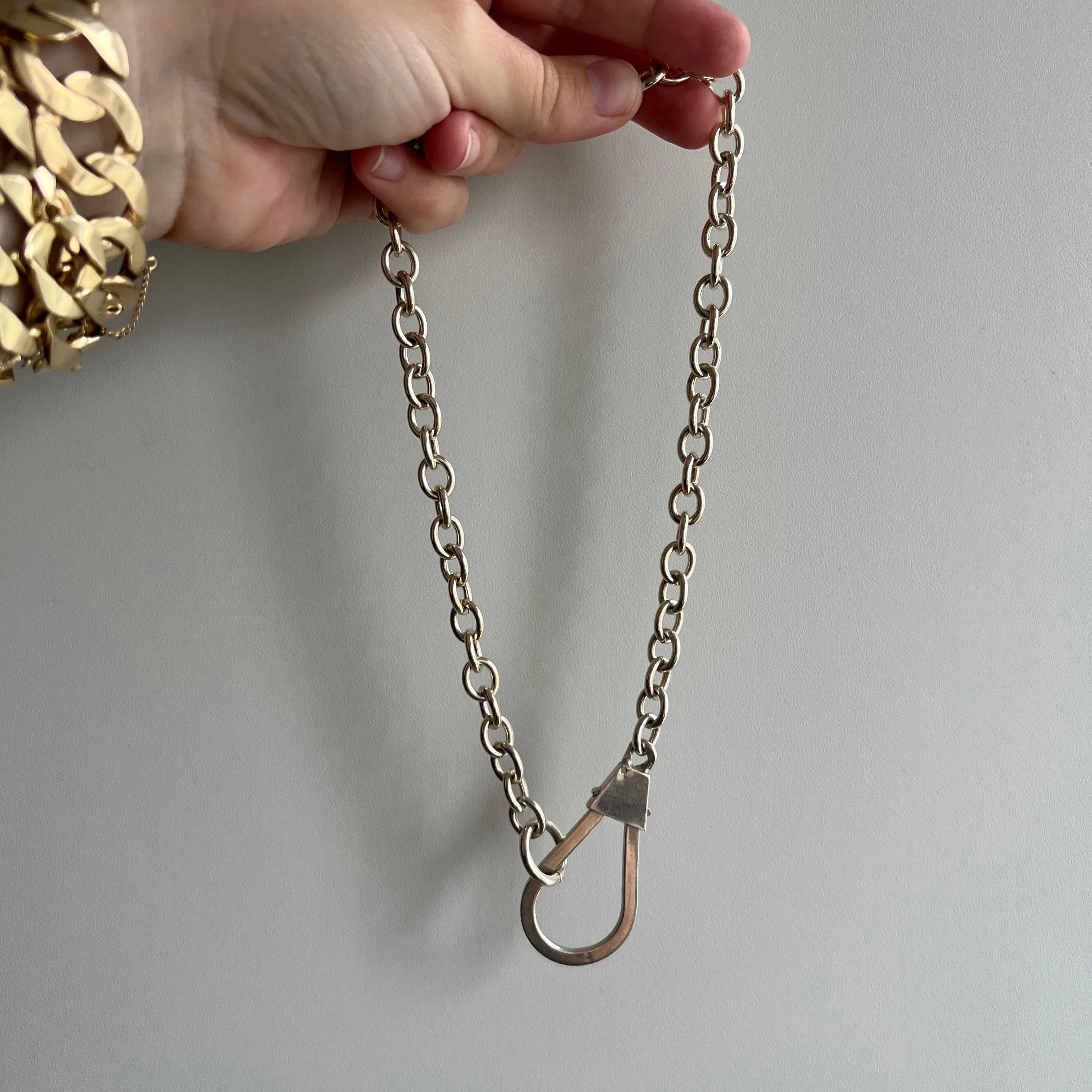 reimagined V I N T A G E // Egyptian lasso / sterling silver chunky oval cable chain and lasso shaped carabiner / 17 55g