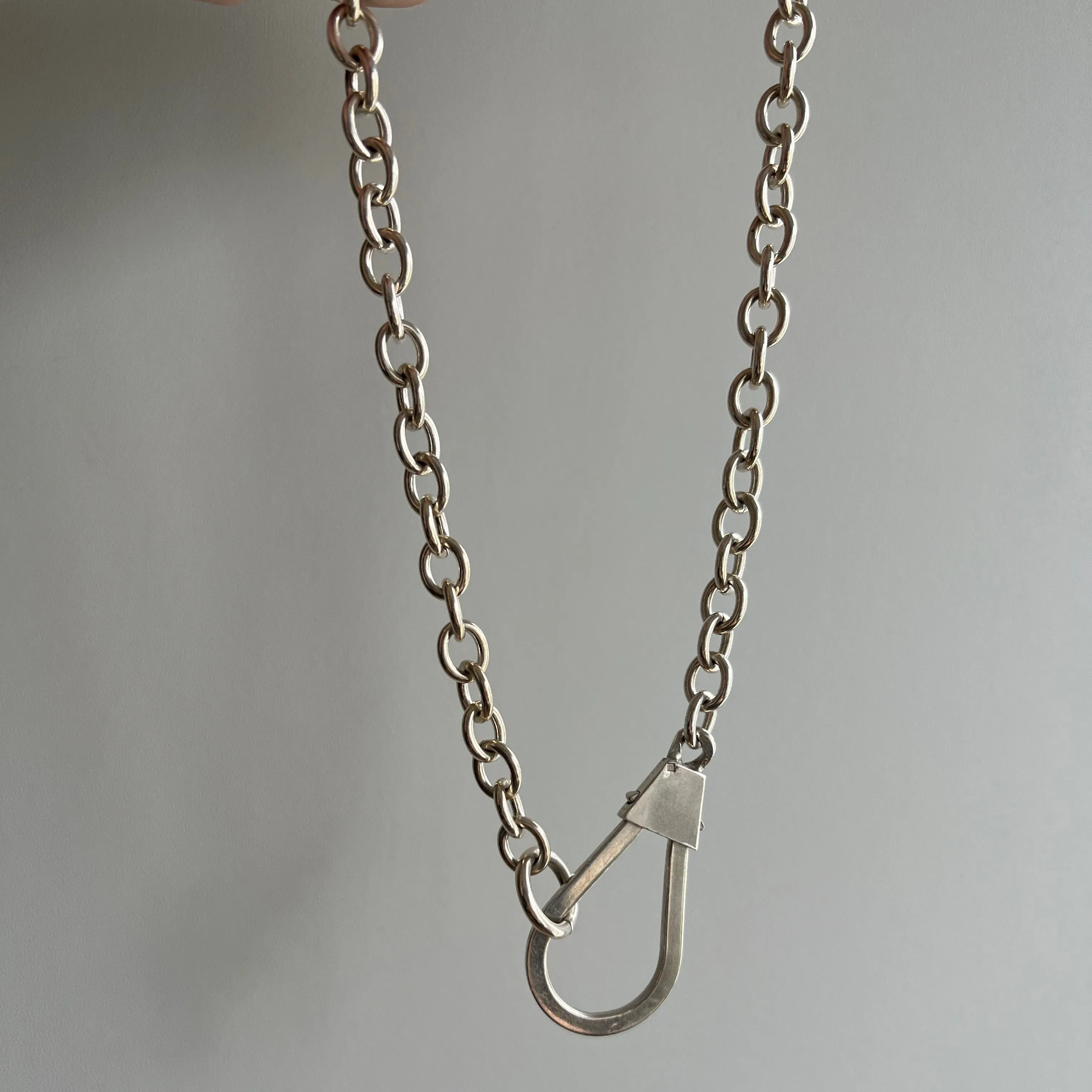 reimagined V I N T A G E // Egyptian lasso / sterling silver chunky oval cable chain and lasso shaped carabiner / 17 55g